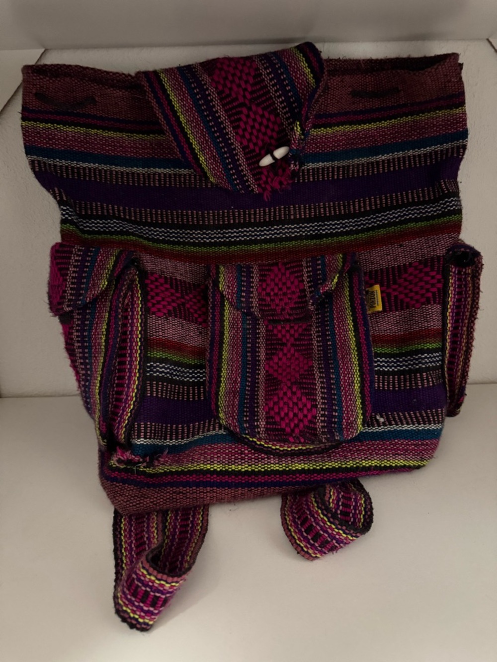 Handwoven Purple & Pink Striped Women's Backpack